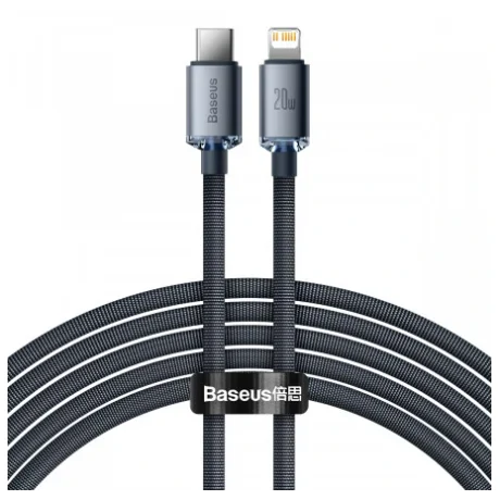 Cablu Alimentare si Date Baseus Crystal Shine Fast Charging Type-C la Lightning Iphone 20W 2m braided Negru