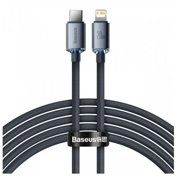 Cablu Alimentare si Date Baseus Crystal Shine Fast Charging Type-C la Lightning Iphone 20W 2m braided Negru