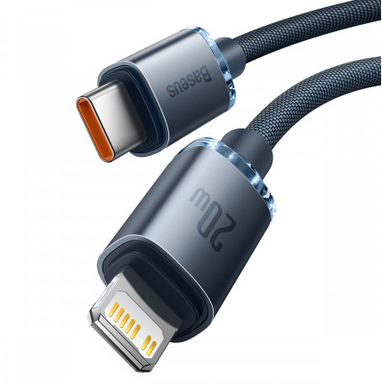 Cablu Alimentare si Date Baseus Crystal Shine Fast Charging Type-C la Lightning Iphone 20W 2m braided Negru thumb