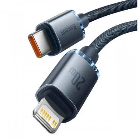 Cablu Alimentare si Date Baseus Crystal Shine Fast Charging Type-C la Lightning Iphone 20W 2m braided Negru