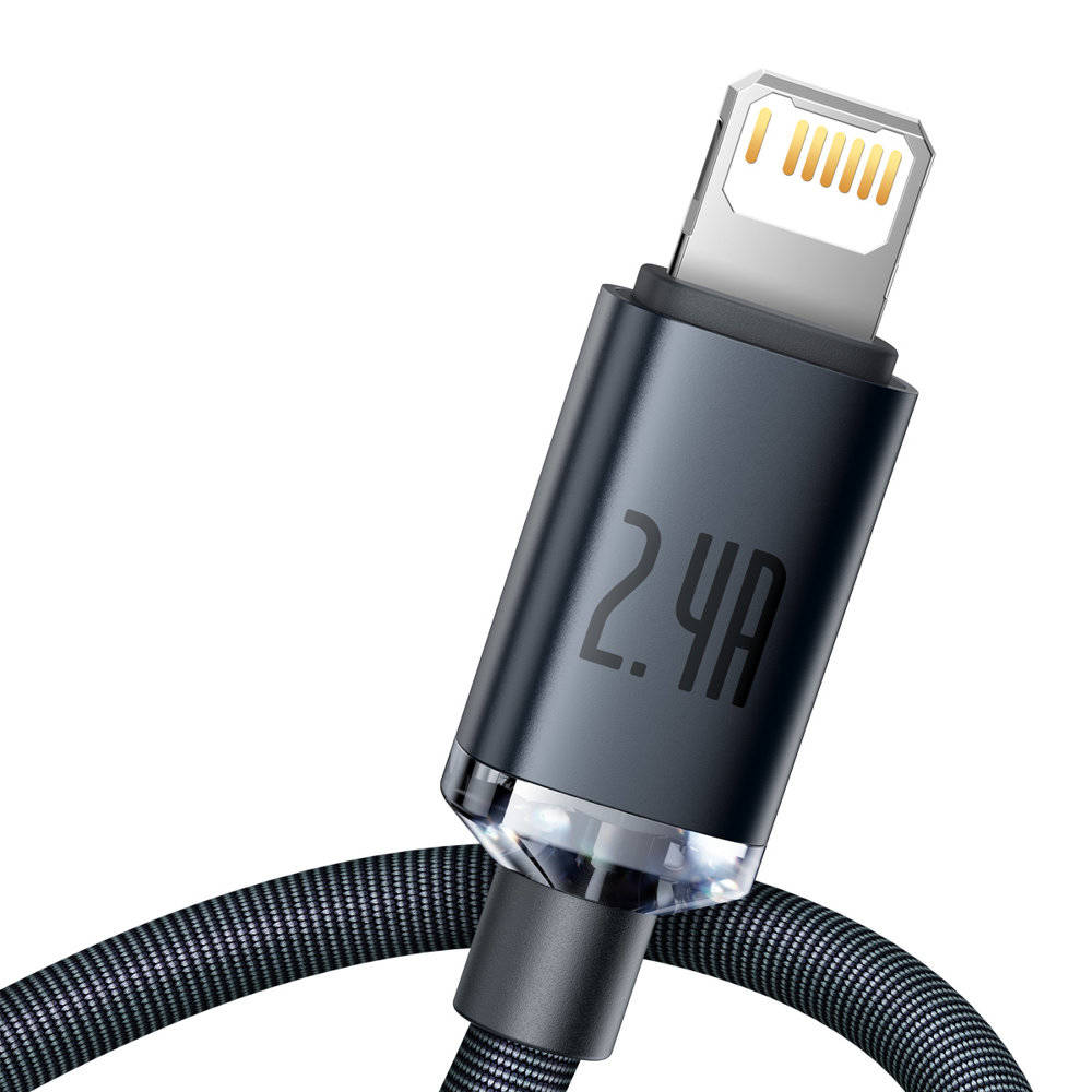 Cablu Alimentare si Date Baseus Crystal Shine Fast Charging USB la Lightning Iphone 2.4A 1.2m Negru thumb