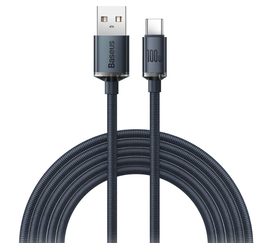 Cablu Alimentare si Date Baseus Crystal Shine Fast Charging USB la USB Type-C 100W 1.2m braided Negru thumb
