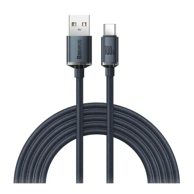 Cablu Alimentare si Date Baseus Crystal Shine Fast Charging USB la USB Type-C 100W 1.2m braided Negru