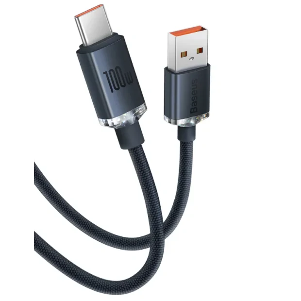 Cablu Alimentare si Date Baseus Crystal Shine Fast Charging USB la USB Type-C 100W 1.2m braided Negru