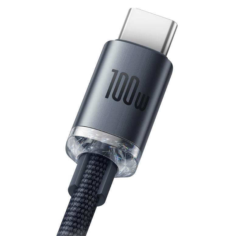 Cablu Alimentare si Date Baseus Crystal Shine Fast Charging USB la USB Type-C 100W 1.2m braided Negru thumb