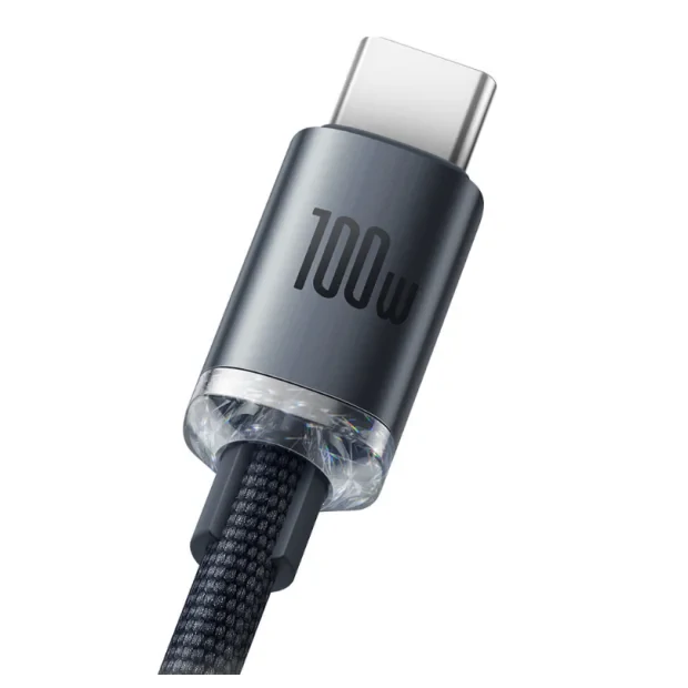 Cablu Alimentare si Date Baseus Crystal Shine Fast Charging USB la USB Type-C 100W 1.2m braided Negru