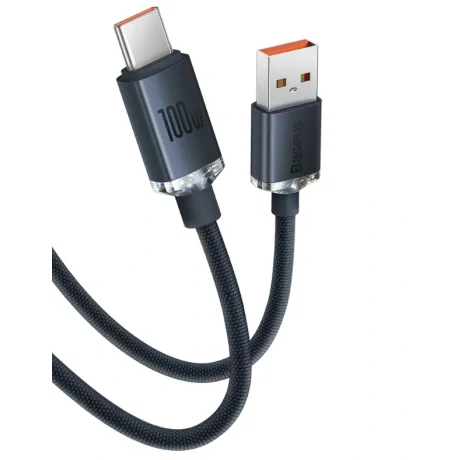 Cablu Alimentare si Date Baseus Crystal Shine Fast Charging USB la USB Type-C 100W 2m braided Negru