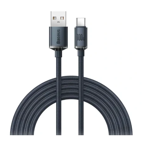 Cablu Alimentare si Date Baseus Crystal Shine Fast Charging USB la USB Type-C 100W 2m braided Negru