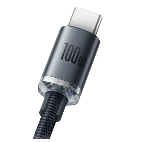 Cablu Alimentare si Date Baseus Crystal Shine Fast Charging USB la USB Type-C 100W 2m braided Negru