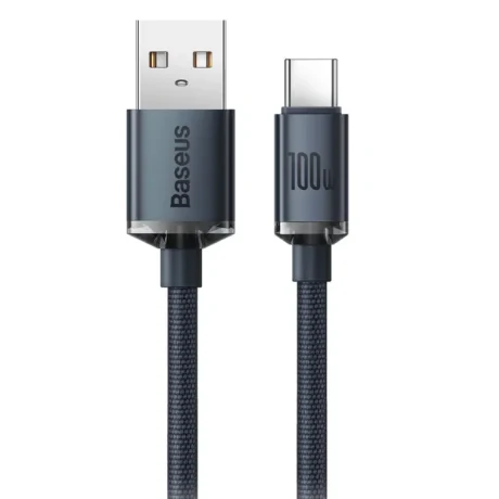 Cablu Alimentare si Date Baseus Crystal Shine Fast Charging USB la USB Type-C 100W 2m braided Negru