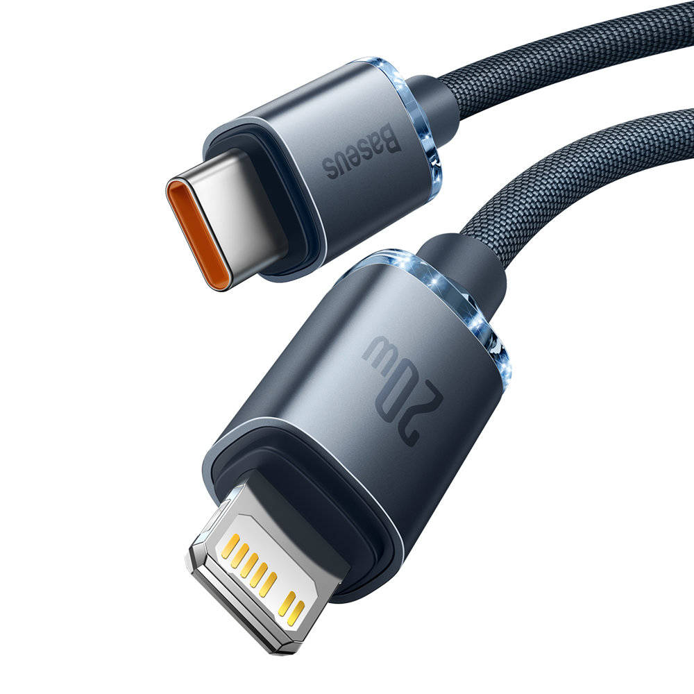 Cablu Alimentare si Date Baseus Crystal Shine Fast Charging USB Type-C la Lightning Iphone PD 20W 1.2m Negru thumb
