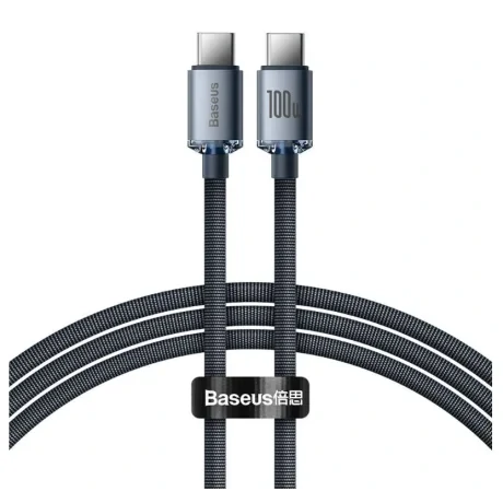 Cablu Alimentare si Date Baseus Crystal Shine Fast Charging USB Type-C la USB Type-C 100W 1.2m braided Negru