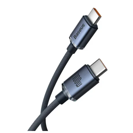 Cablu Alimentare si Date Baseus Crystal Shine Fast Charging USB Type-C la USB Type-C 100W 2m braided Negru