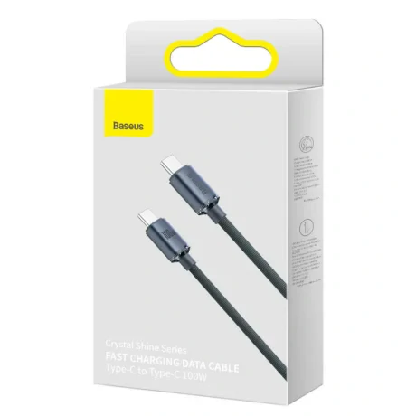 Cablu Alimentare si Date Baseus Crystal Shine Fast Charging USB Type-C la USB Type-C 100W 2m braided Negru