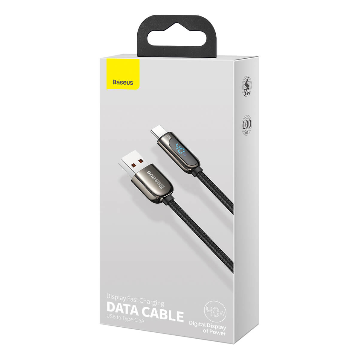 Cablu Alimentare si Date Baseus Display Fast Charging USB la USB Type-C 5A braided 2m Negru thumb