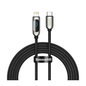 Cablu Alimentare si Date Baseus Display Fast Charging USB Type-C la Lighting iPhone 20W braided 1m Negru
