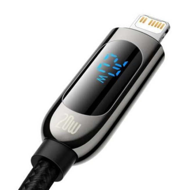 Cablu Alimentare si Date Baseus Display Fast Charging USB Type-C la Lighting iPhone 20W braided 1m Negru thumb