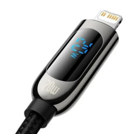 Cablu Alimentare si Date Baseus Display Fast Charging USB Type-C la Lighting iPhone 20W braided 1m Negru