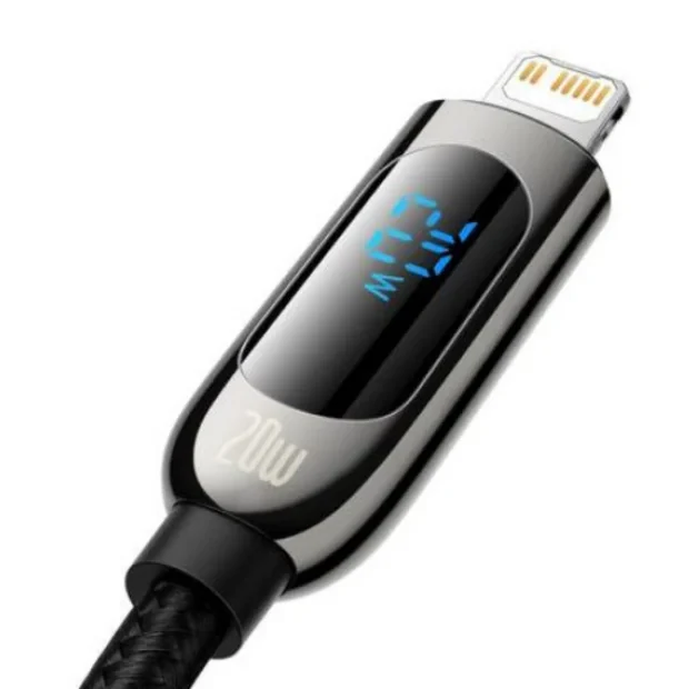 Cablu Alimentare si Date Baseus Display Fast Charging USB Type-C la Lighting iPhone 20W braided 1m Negru