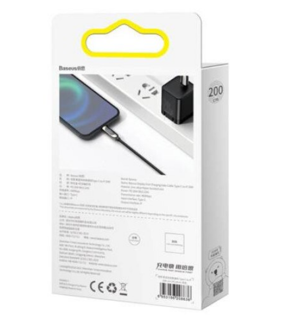 Cablu Alimentare si Date Baseus Display Fast Charging USB Type-C la Lighting iPhone 20W braided 2m Negru thumb