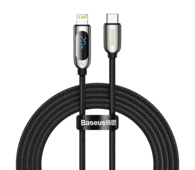 Cablu Alimentare si Date Baseus Display Fast Charging USB Type-C la Lighting iPhone 20W braided 2m Negru thumb