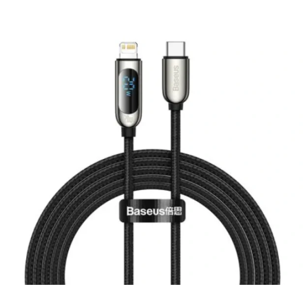 Cablu Alimentare si Date Baseus Display Fast Charging USB Type-C la Lighting iPhone 20W braided 2m Negru