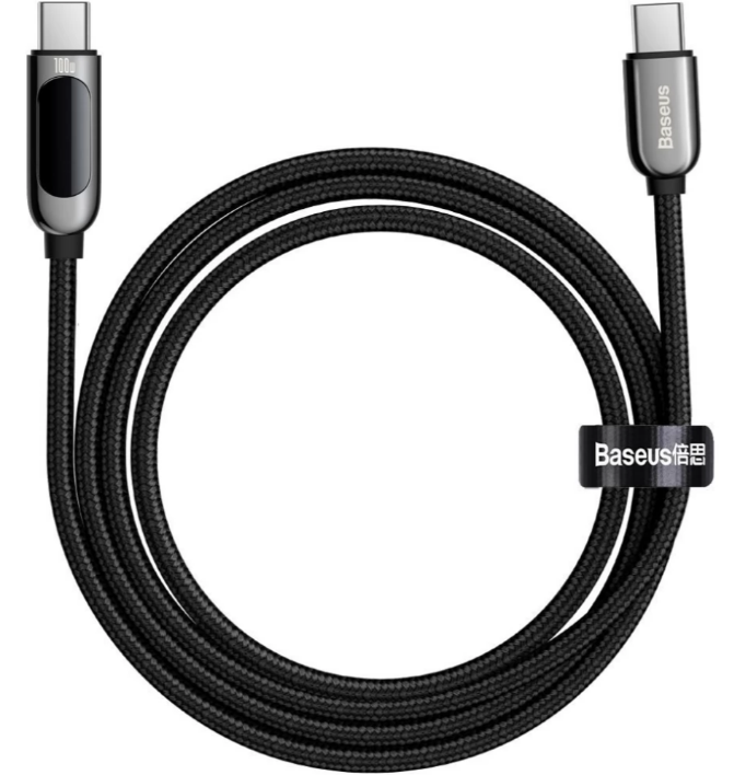 Cablu Alimentare si Date Baseus Display Fast Charging USB Type-C la USB Type-C 100W braided 2m Negru thumb