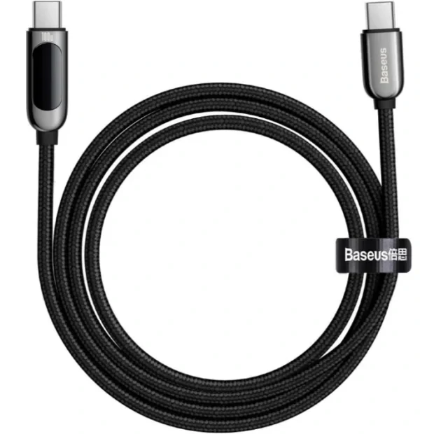 Cablu Alimentare si Date Baseus Display Fast Charging USB Type-C la USB Type-C 100W braided 2m Negru