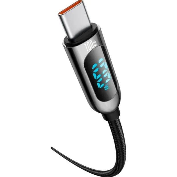 Cablu Alimentare si Date Baseus Display Fast Charging USB Type-C la USB Type-C 100W braided 2m Negru