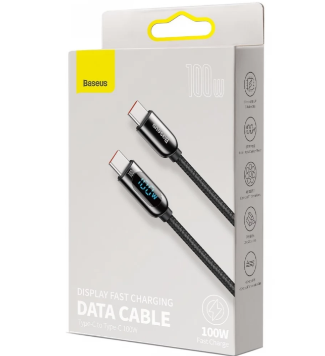 Cablu Alimentare si Date Baseus Display Fast Charging USB Type-C la USB Type-C 100W braided 2m Negru thumb