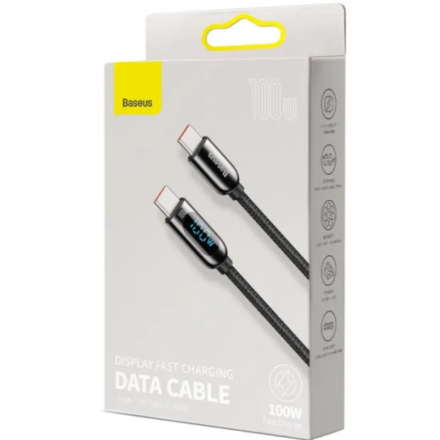 Cablu Alimentare si Date Baseus Display Fast Charging USB Type-C la USB Type-C 100W braided 2m Negru