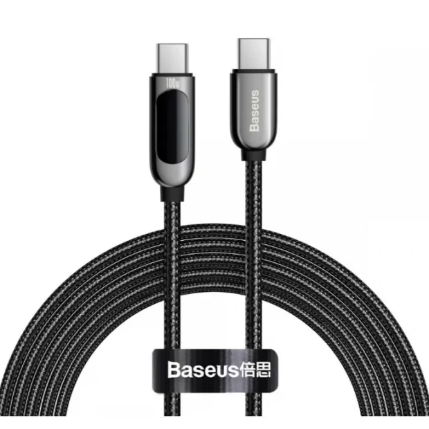 Cablu Alimentare si Date Baseus Display Fast Charging USB Type-C la USB Type-C 100W braided 2m Negru