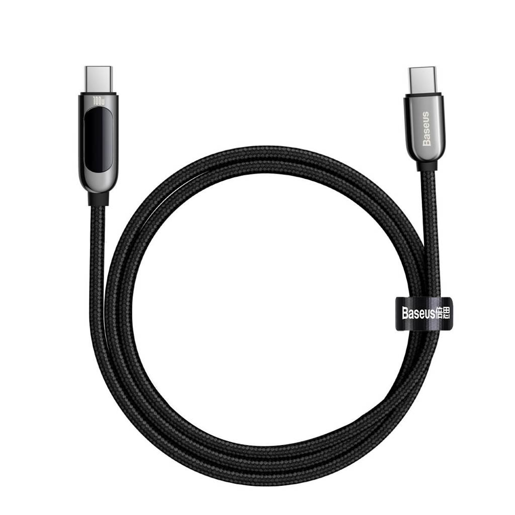 Cablu Alimentare si Date Baseus Display Fast Charging USB Type-C la USB Type-C 100W braided 1m Negru thumb