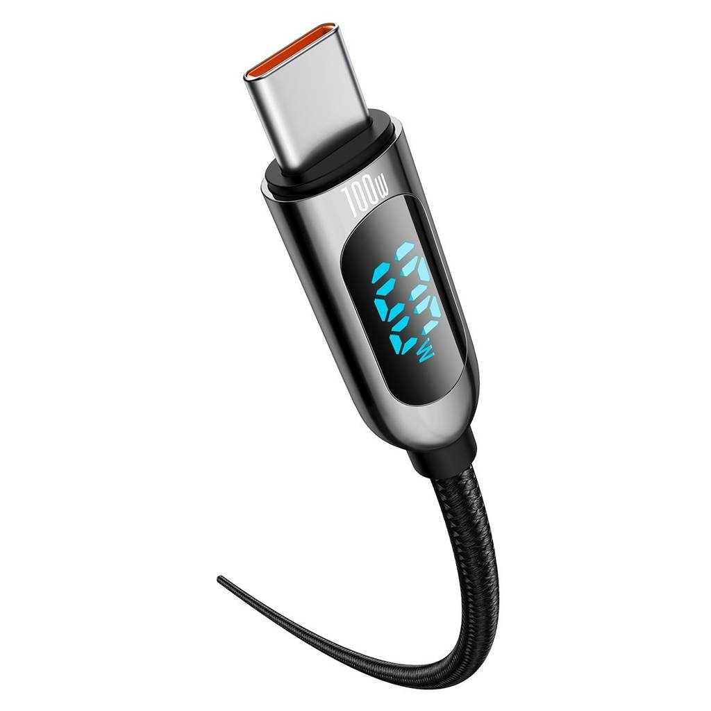 Cablu Alimentare si Date Baseus Display Fast Charging USB Type-C la USB Type-C 100W braided 1m Negru thumb