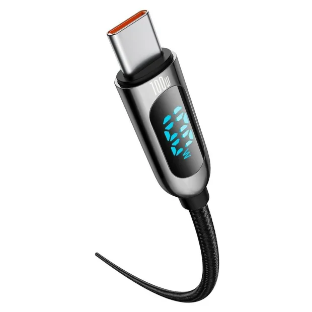 Cablu Alimentare si Date Baseus Display Fast Charging USB Type-C la USB Type-C 100W braided 1m Negru