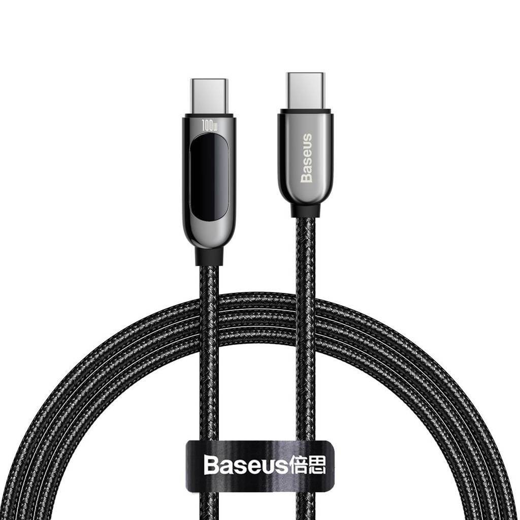 Cablu Alimentare si Date Baseus Display Fast Charging USB Type-C la USB Type-C 100W braided 1m Negru thumb
