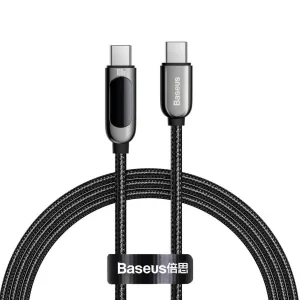 Cablu Alimentare si Date Baseus Display Fast Charging USB Type-C la USB Type-C 100W braided 1m Negru