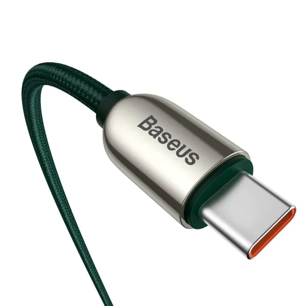 Cablu Alimentare si Date Baseus Display Fast Charging USB Type-C la USB Type-C 100W braided 1m Verde