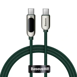 Cablu Alimentare si Date Baseus Display Fast Charging USB Type-C la USB Type-C 100W braided 1m Verde