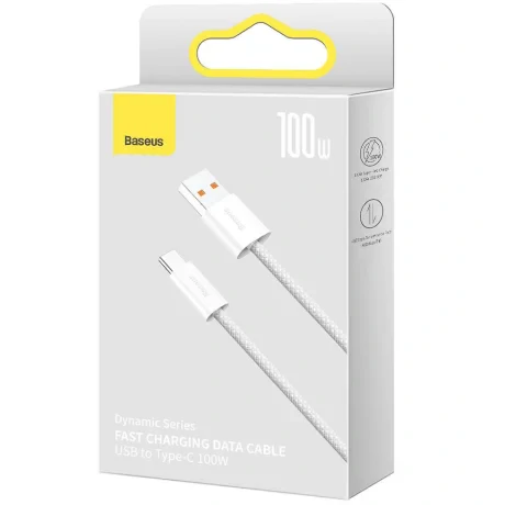 Cablu Alimentare si Date Baseus Dynamic Fast Charging USB la USB Type-C 100W brodat 1m Alb