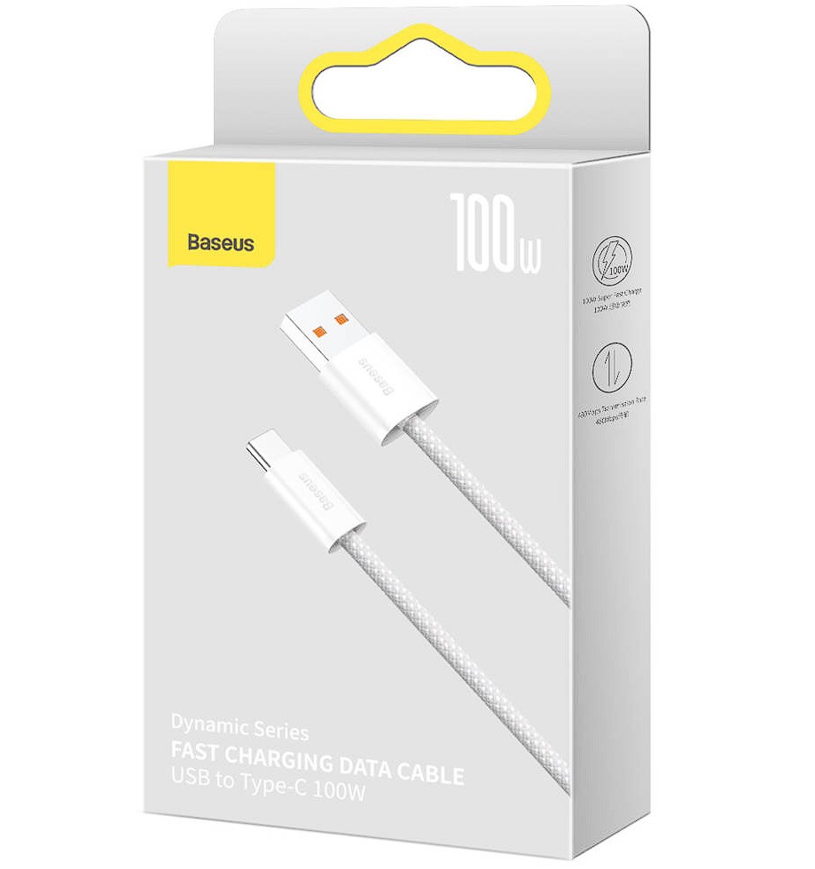 Cablu Alimentare si Date Baseus Dynamic Fast Charging USB la USB Type-C 100W brodat 2m Alb thumb