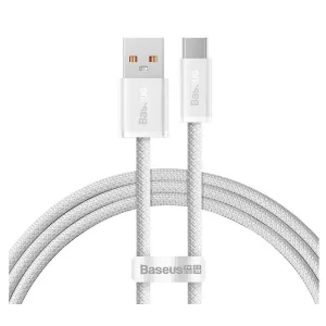 Cablu Alimentare si Date Baseus Dynamic Fast Charging USB la USB Type-C 100W brodat 2m Alb