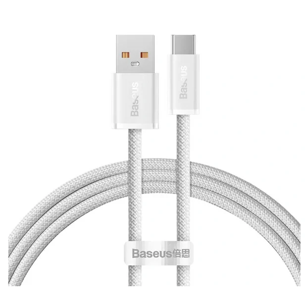 Cablu Alimentare si Date Baseus Dynamic Fast Charging USB la USB Type-C 100W brodat 2m Alb