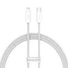 Cablu Alimentare si Date Baseus Dynamic Fast Charging USB Type-C la Lightning Iphone PD 20W braided 1m Alb