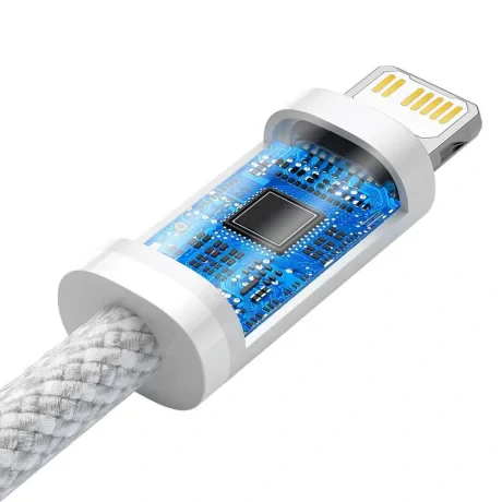 Cablu Alimentare si Date Baseus Dynamic Fast Charging USB Type-C la Lightning Iphone PD 20W braided 2m Alb
