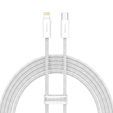 Cablu Alimentare si Date Baseus Dynamic Fast Charging USB Type-C la Lightning Iphone PD 20W braided 2m Alb