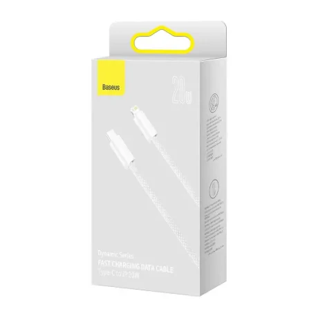 Cablu Alimentare si Date Baseus Dynamic Fast Charging USB Type-C la Lightning Iphone PD 20W braided 2m Alb