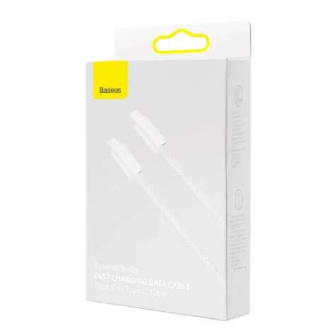 Cablu Alimentare si Date Baseus Dynamic Fast Charging USB Type-C la USB Type-C PD 100W braided 1m Alb
