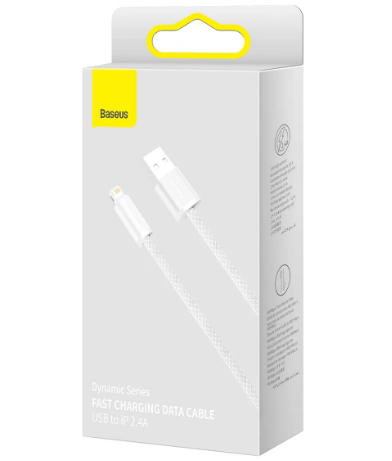 Cablu Alimentare si Date Baseus Dynamic Series Fast Charging USB la Lightning Iphone 2.4A 1m braided Alb thumb