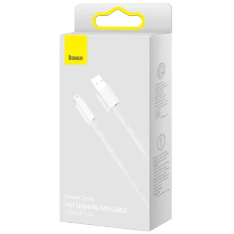Cablu Alimentare si Date Baseus Dynamic Series Fast Charging USB la Lightning Iphone 2.4A 1m braided Alb